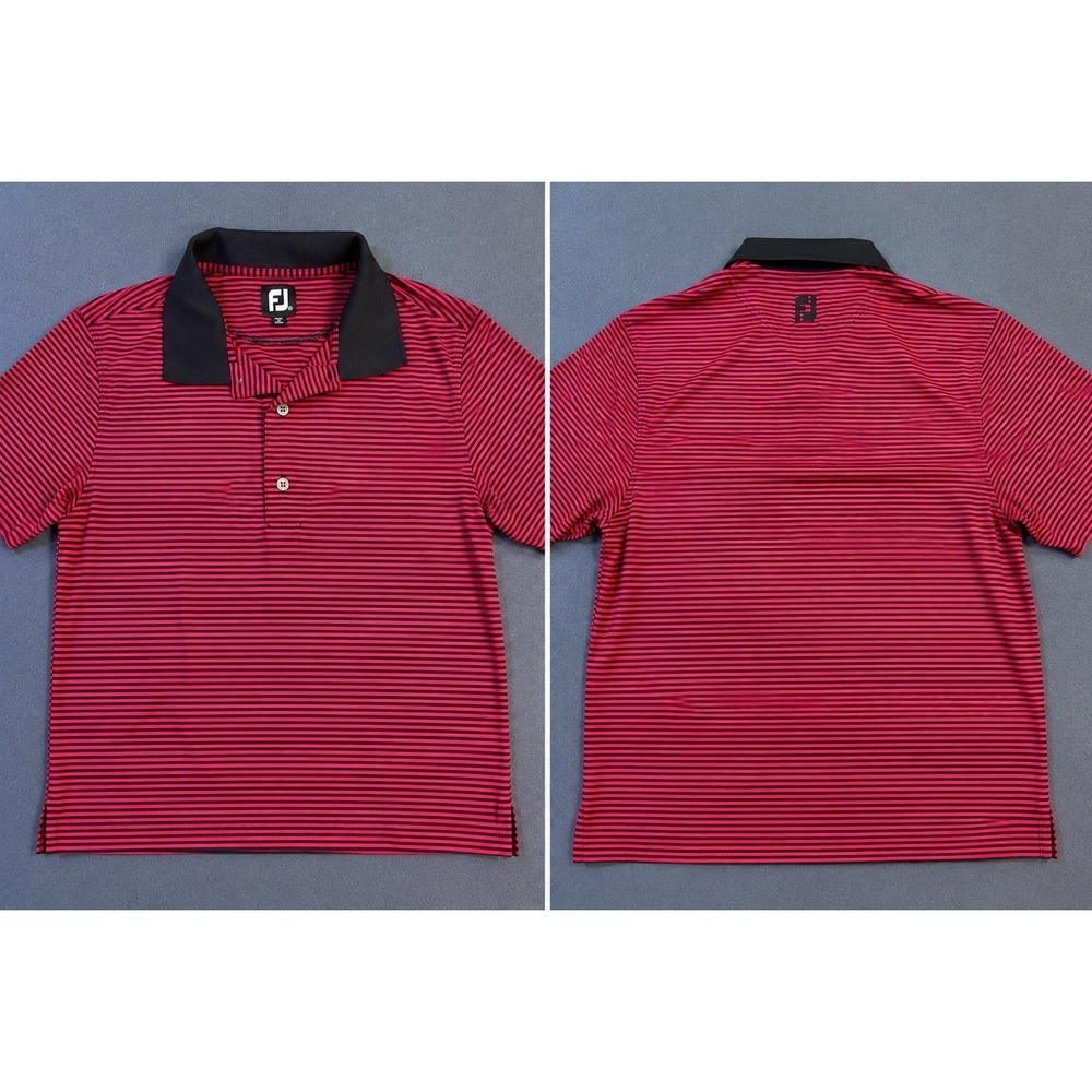 FootJoy SHIRT MENS XL RED STRIPE Performance Golf Polo